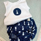 Baby Singlet & Nappy Cover set (Blue Bunny)